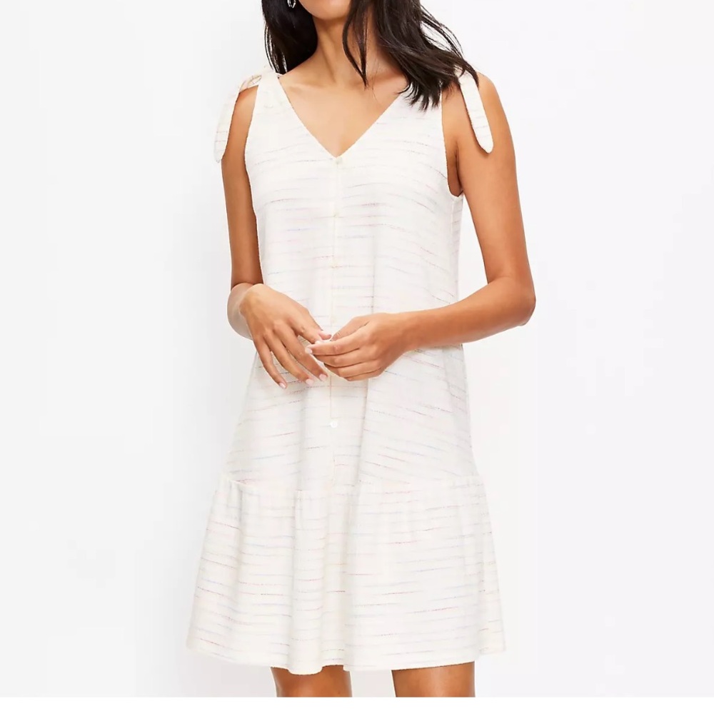 Bow Strap Button Flounce Loft Dress